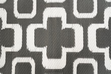 Load image into Gallery viewer, Outdoor Rug - Funky Retro Flowers Grey and White