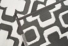 Load image into Gallery viewer, Outdoor Rug - Funky Retro Flowers Grey and White