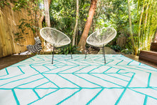 Load image into Gallery viewer, Outdoor Rug  - Glamorous Aqua and White