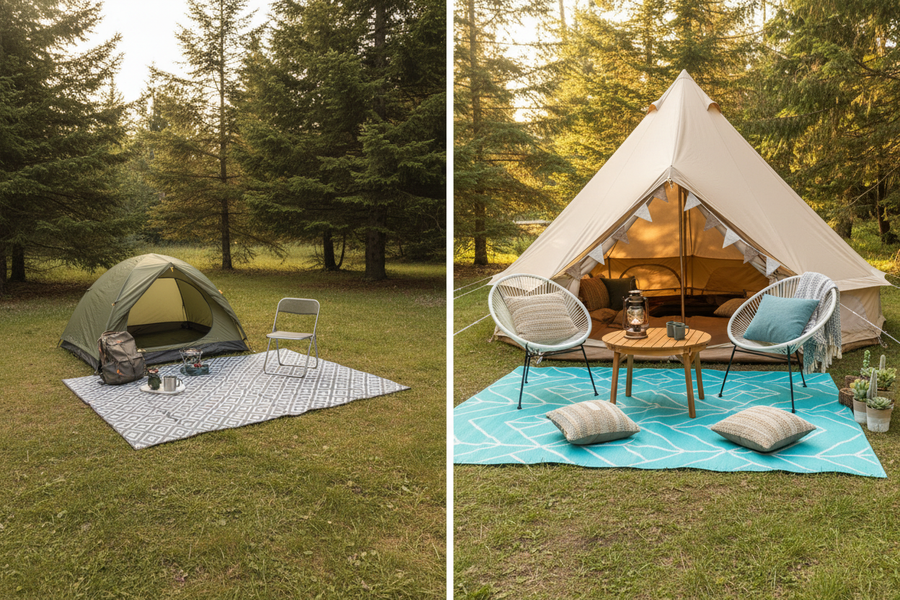 Minimalist vs. Glamping: Comparing Camping Setups with Recycled Outdoor Rugs