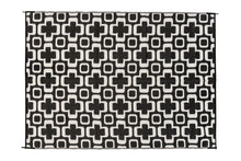 Load image into Gallery viewer, Outdoor Rug - Funky Retro Flowers Black and White