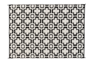 Outdoor Rug - Funky Retro Flowers Black and White