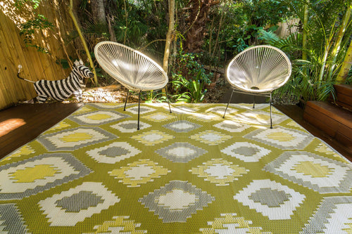 Outdoor Rug - Positano Yellow White And Grey