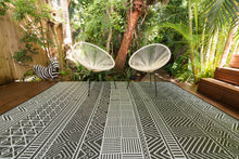 Load image into Gallery viewer, Swazi Geometric Tribal 200 × 270 reversible woven polypropylene outdoor rug for caravans, camping, patios and outdoor entertaining in New Zealand