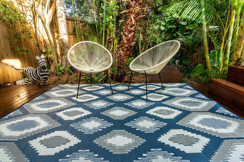 Outdoor Rug - Positano Blue White And Grey