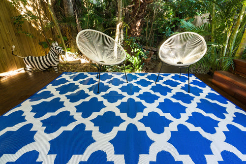 Outdoor Rug - Morocco Blue And White