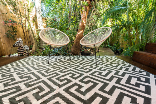 Outdoor Rug - Luxe Grey and White