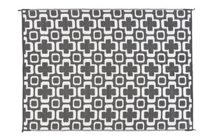 Outdoor Rug - Funky Retro Flowers Grey and White