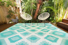 Load image into Gallery viewer, Outdoor Rug - Positano Aqua and White