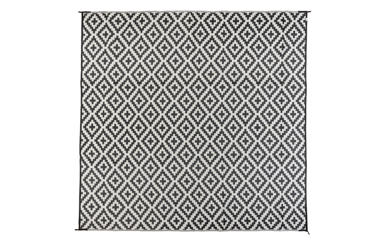 Diamond Black & Grey Square Outdoor Rug | 300 × 300 Outdoor Rug NZ