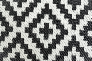 Outdoor Rug - Diamond Black and Grey Square